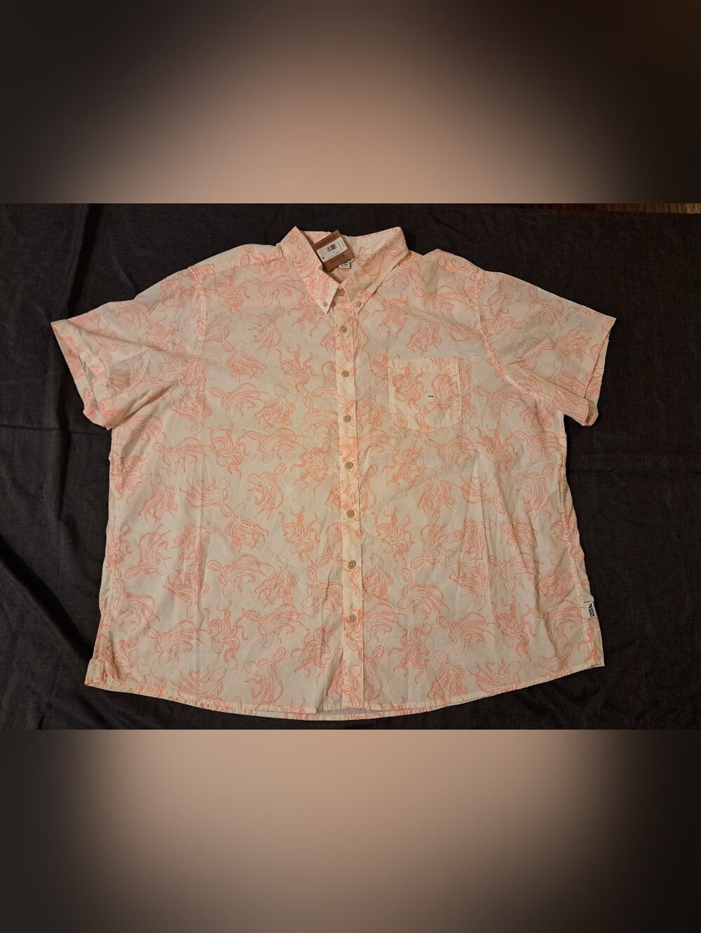 NWT Eddie Bauer Baja Shirt Mens 4X Pink Octopus Print Short Sleeve